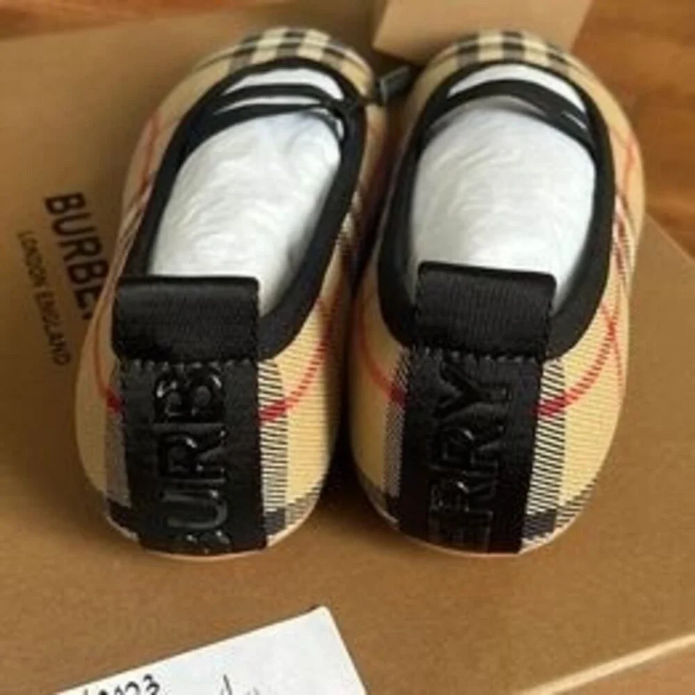 Burberry Mini Grace Logo Detail Check Ballerina Flat